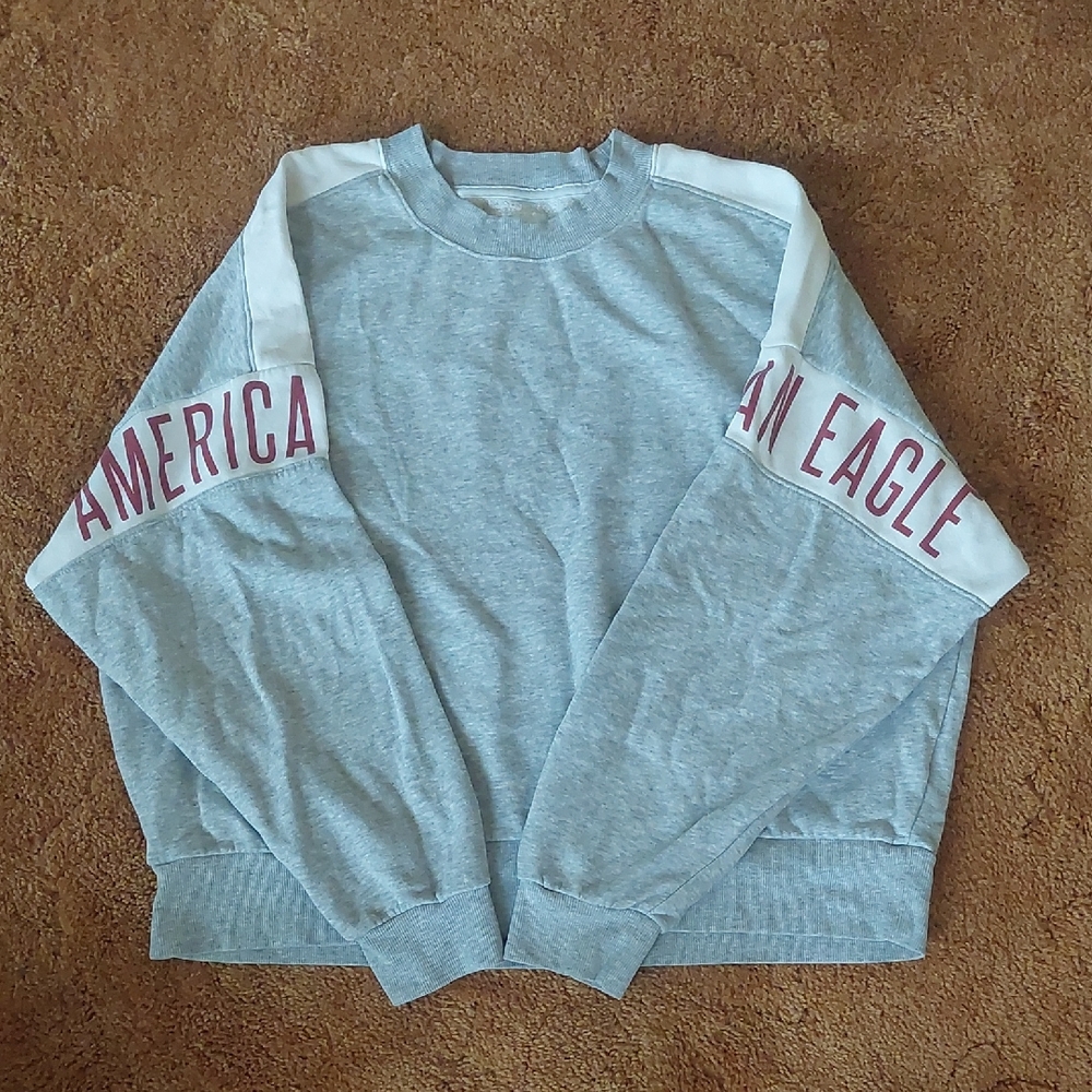 American Eagle Outfitters Light Gray Crewneck Sweater